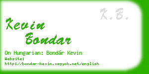 kevin bondar business card